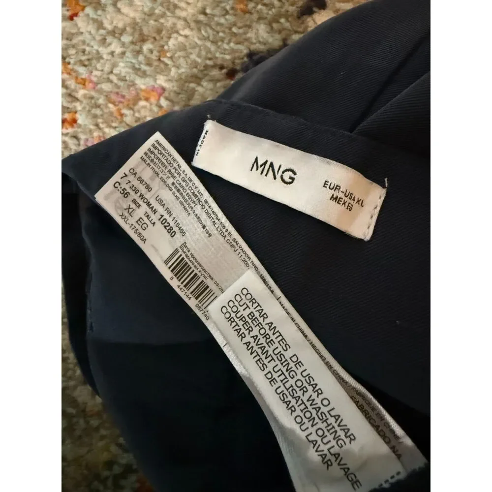 MNG Mango Pleated Mid Rise Shorts Dark Navy Size XL